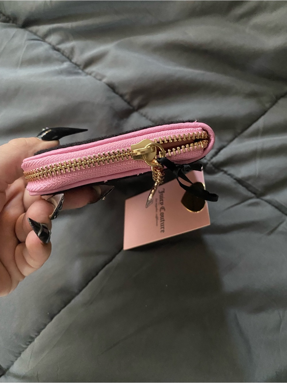 Juicy Couture Black & Pink Strawberry Zip Wallet NWT - Picture 5 of 7